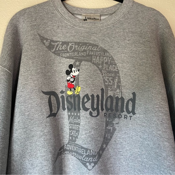 Disneyland Gray Crewneck Sweater with Mickey Mouse, Large, Vintage - Picture 2 of 6